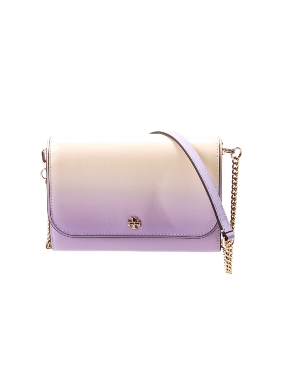 Tory Burch Patent Leather Emerson Chain Strap RARE Ombré Violet to Yellow EUC